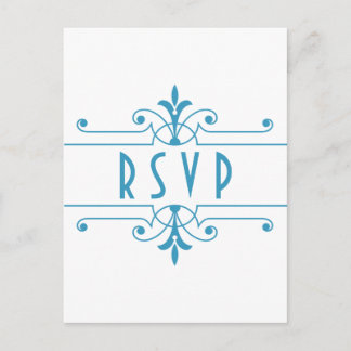 Tarjeta RSVP Ornamental Azul v2 Fancy