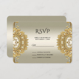 Tarjeta RSVP Ornate Gold