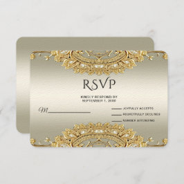 Tarjeta RSVP Ornate Gold
