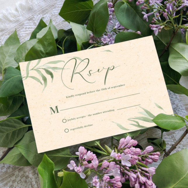 Tarjeta Rsvp, Papel Beige Verde Foliage (Subido por el creador)