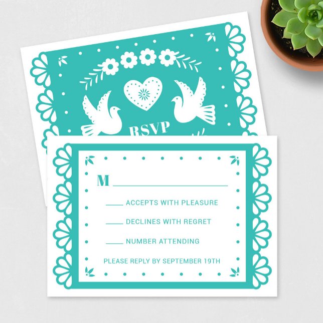 Tarjeta RSVP Papel Picado (Subido por el creador)