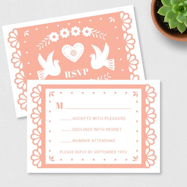 Tarjeta RSVP Papel Picado (Subido por el creador)