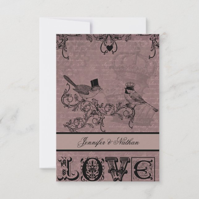 Tarjeta RSVP para Aves de Amor boda (Anverso)