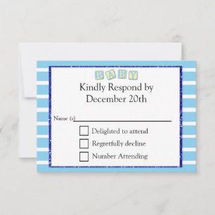 Tarjeta RSVP para bebé azul