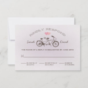 Tarjeta RSVP para bicicleta de tándem púrpura capr