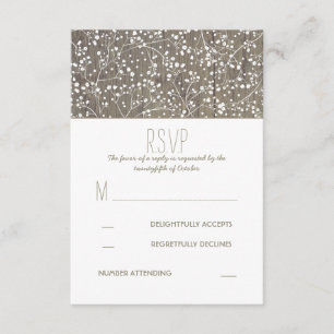 Tarjeta RSVP para boda de aliento de bebé rústico