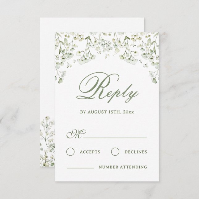 Tarjeta RSVP para boda de aliento del bebé (Anverso / Reverso)