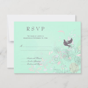 Tarjeta RSVP para boda de primavera floral rosa +