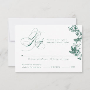 Tarjeta RSVP para Boda Floral Vintage Verde
