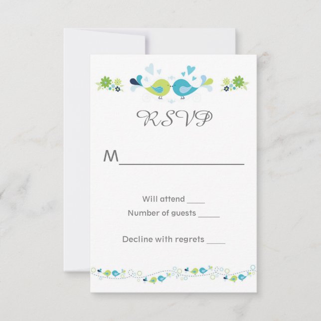 Tarjeta RSVP para Bodas de aves florales (Anverso)