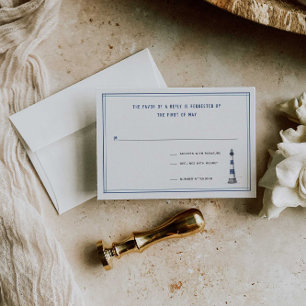Tarjeta RSVP para bodas de faro náutico