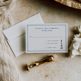 Tarjeta RSVP para bodas de faro náutico