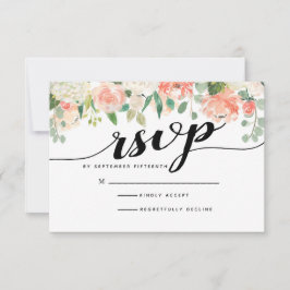 Tarjeta RSVP para bodas de plumas de Rubor y Peach