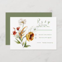 Tarjeta RSVP para Bodas florales de acuarela de lo