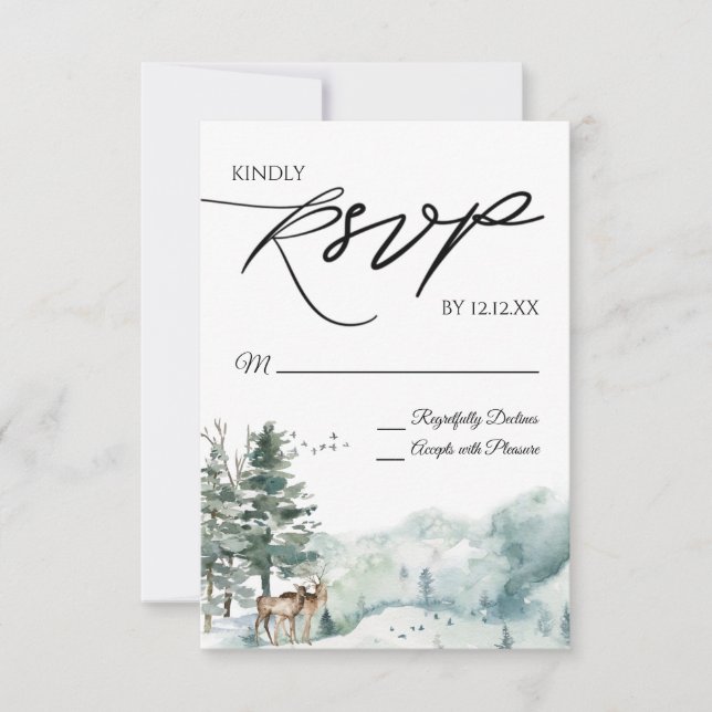 Tarjeta RSVP para bosques de color de agua (Anverso)