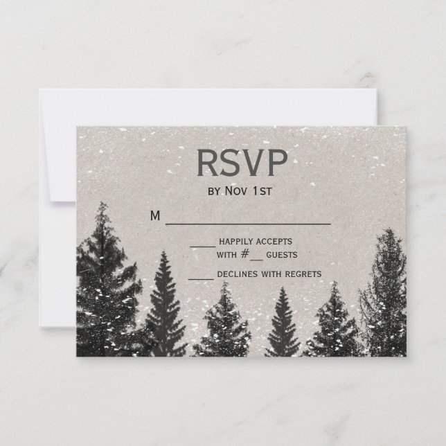 Tarjeta RSVP para bosques de invierno rusos (Anverso)