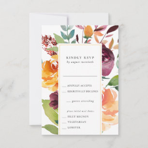 Tarjeta RSVP para Bouquet Otoño con opción de comi