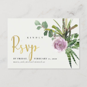 Tarjeta RSVP para cactarios de cemento lilac púrpu