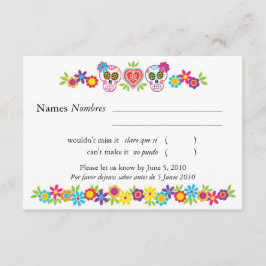 Tarjeta RSVP para calaveras y flores de azúcar