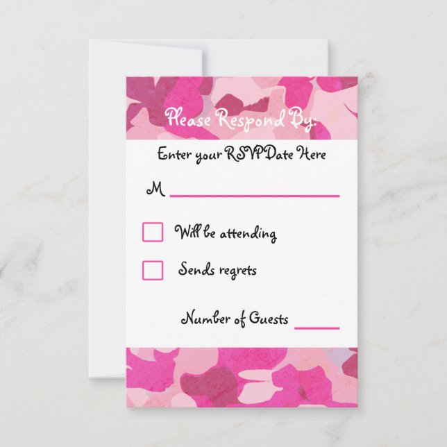 Tarjeta RSVP para Camo Rosa (Anverso)