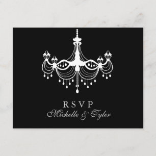 Tarjeta RSVP para candelabros blancos y negros