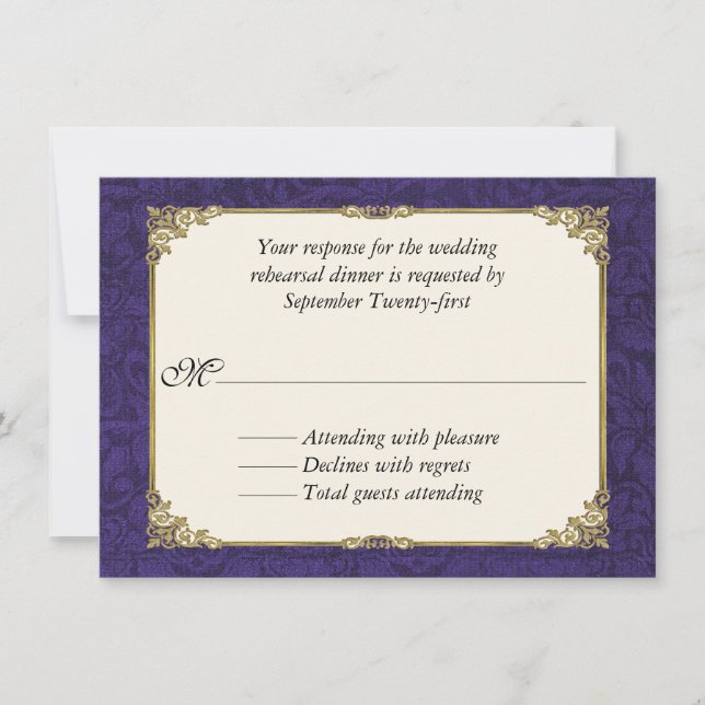 Tarjeta RSVP para cena de ensayo de bodas de Damas (Anverso)