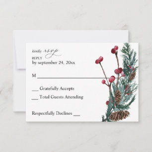 Tarjeta RSVP para comidas de invierno y vegetación