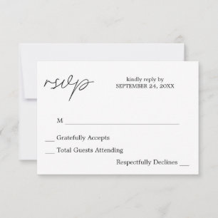 Tarjeta RSVP para comidas en blanco y negro 3