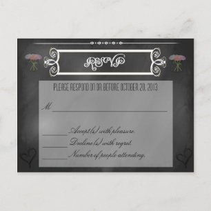 Tarjeta RSVP para Corazones y Flores de Placa