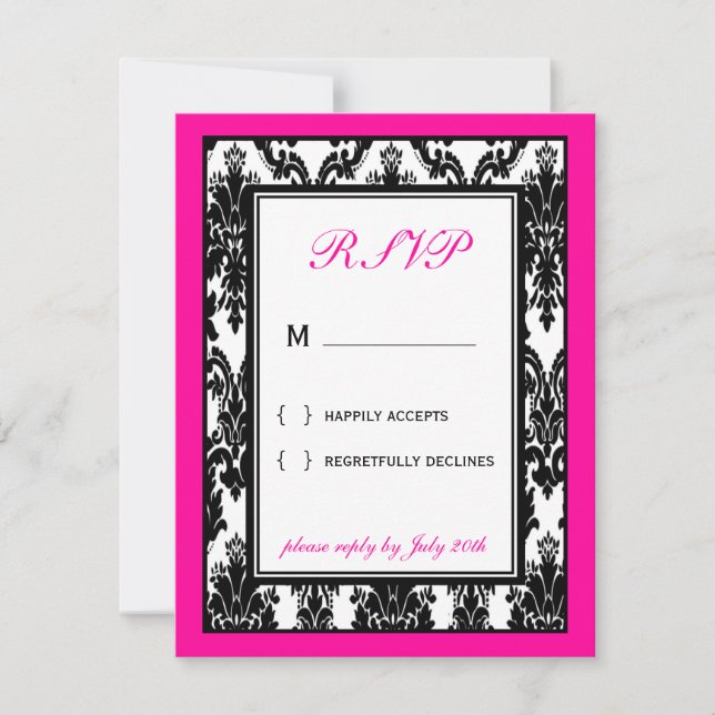 Tarjeta RSVP para damascos rosa negro (Anverso)
