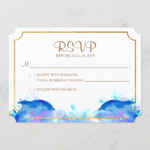 Tarjeta RSVP para delfines de color azul