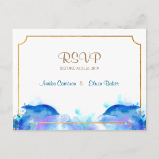 Tarjeta RSVP para delfines de color azul