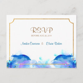 Tarjeta RSVP para delfines de color azul