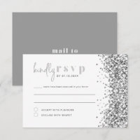 Tarjeta RSVP para Disco de Purpurina Plateado REGI