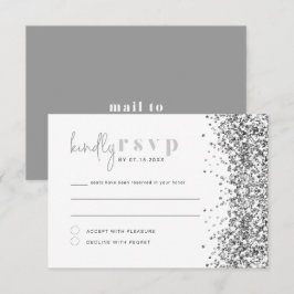 Tarjeta RSVP para Disco de Purpurina Plateado REGI
