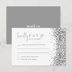 Tarjeta RSVP para Disco de Purpurina Plateado REGI