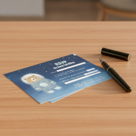 Tarjeta RSVP para el espacio exterior del oso del