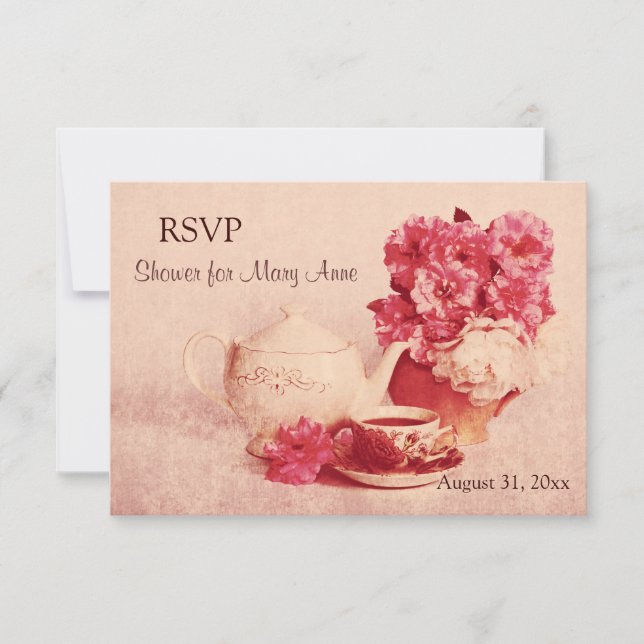 Tarjeta RSVP para el fiesta de té victoriano ruso (Anverso)