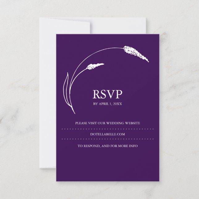 Tarjeta RSVP para el tema Boda púrpura oscuro (Anverso)