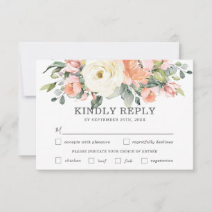 Tarjeta RSVP para elección de comida de Boda Flora