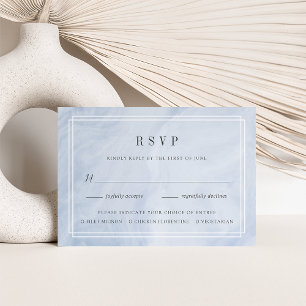 Tarjeta RSVP para elección de comidas opal azul
