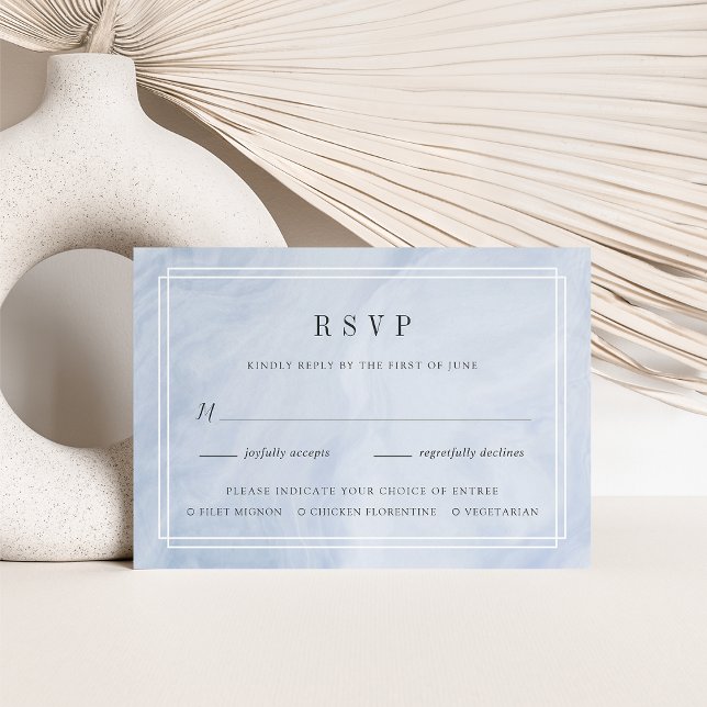 Tarjeta RSVP para elección de comidas opal azul (Subido por el creador)