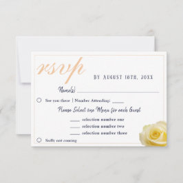 Tarjeta RSVP para elección de menú del Boda azul r