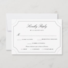 tarjeta RSVP para elección de menú simple en blanc