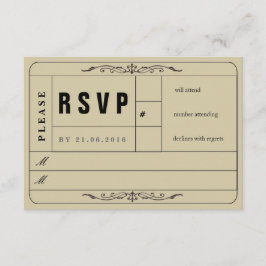 Tarjeta RSVP para entradas de bodas de vintage