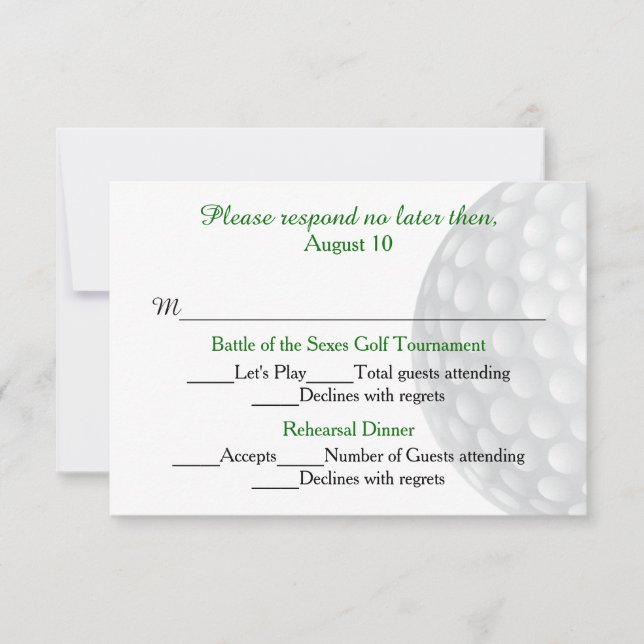 Tarjeta RSVP para fiestas pre Boda de bolas de gol (Anverso)