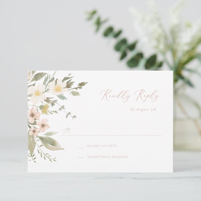 Tarjeta RSVP para Flores Silvestres (Anverso de pie)