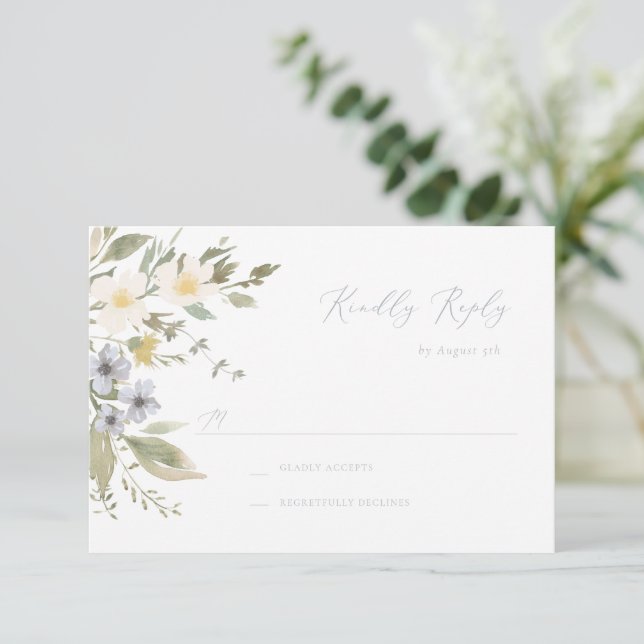Tarjeta RSVP para Flores Silvestres (Anverso de pie)