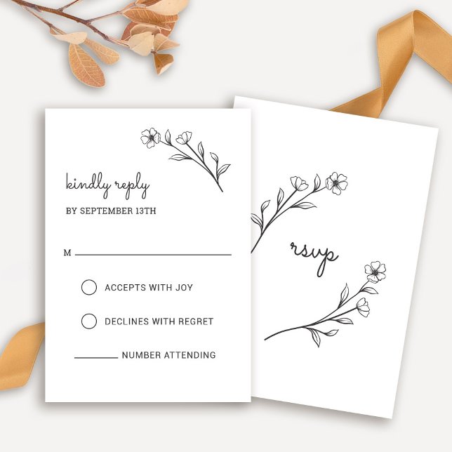 Tarjeta RSVP para Flores silvestres (Wildflower RSVP Card by Fiesta Valley Print)