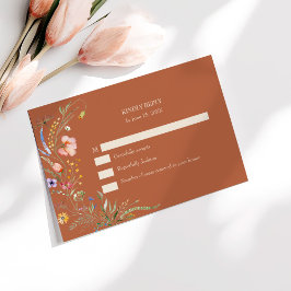 Tarjeta RSVP para la boda de la flor silvestre de